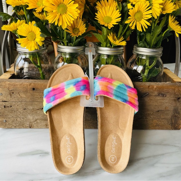 Cat & Jack•2•Rainbow Tie Dye•Selma Summer Slides•Comfy, Lightweight, Happy Feet - Picture 2 of 12